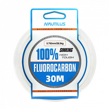 Леска Nautilus Fluorocarbon 100% 0,795мм.,28,5кг, 30м.clean NEW